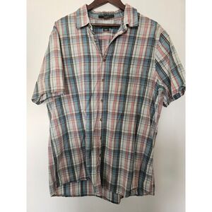 [Gorpcore] Eddie Bauer Plaid Button Down Mens 1XL Blue Short Sleeve Classic Fit‎